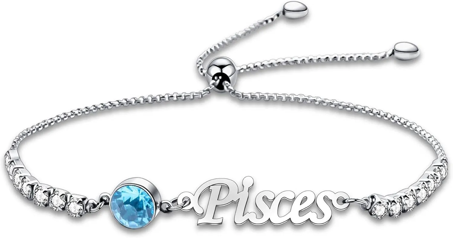 12 Constellations Charm Bracelet with Birthstone Constellation Jewelry Zodiac Sign Gift Astrology Jewelry Birthday Gift