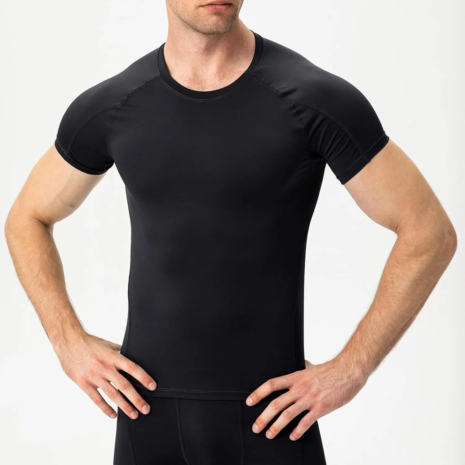 1/3 Pack Men's Quick Dry Short Sleeve Compression Shirts Mens Athletic Workout Shirt Running Tops