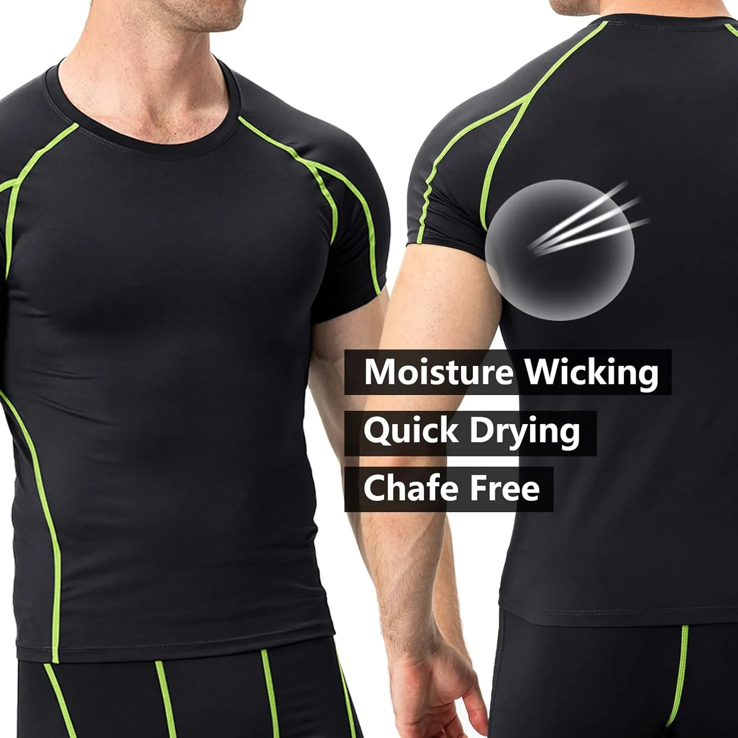1/3 Pack Men's Quick Dry Short Sleeve Compression Shirts Mens Athletic Workout Shirt Running Tops