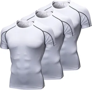 1/3 Pack Men's Quick Dry Short Sleeve Compression Shirts Mens Athletic Workout Shirt Running Tops