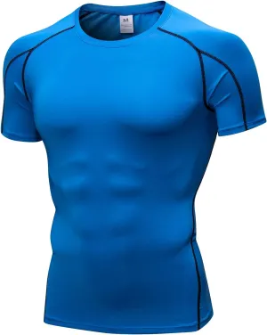 1/3 Pack Men's Quick Dry Short Sleeve Compression Shirts Mens Athletic Workout Shirt Running Tops