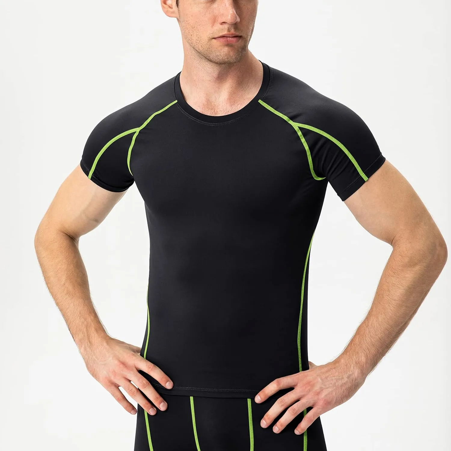 1/3 Pack Men's Quick Dry Short Sleeve Compression Shirts Mens Athletic Workout Shirt Running Tops