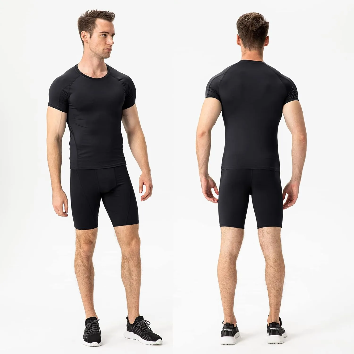 1/3 Pack Men's Quick Dry Short Sleeve Compression Shirts Mens Athletic Workout Shirt Running Tops