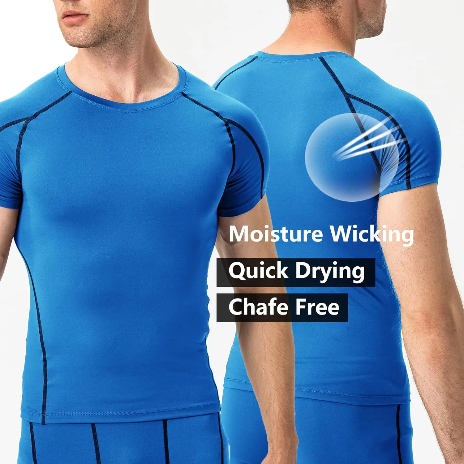 1/3 Pack Men's Quick Dry Short Sleeve Compression Shirts Mens Athletic Workout Shirt Running Tops