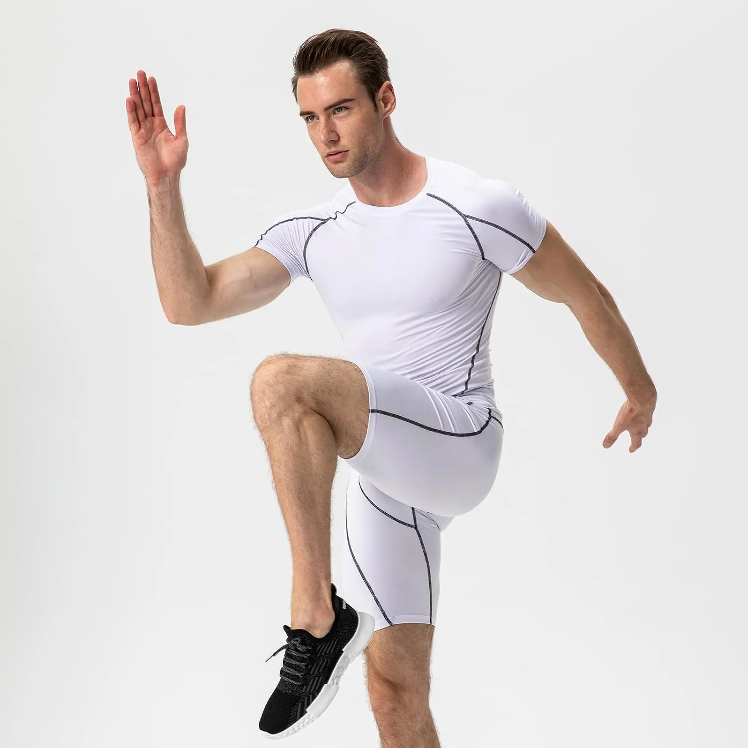 1/3 Pack Men's Quick Dry Short Sleeve Compression Shirts Mens Athletic Workout Shirt Running Tops