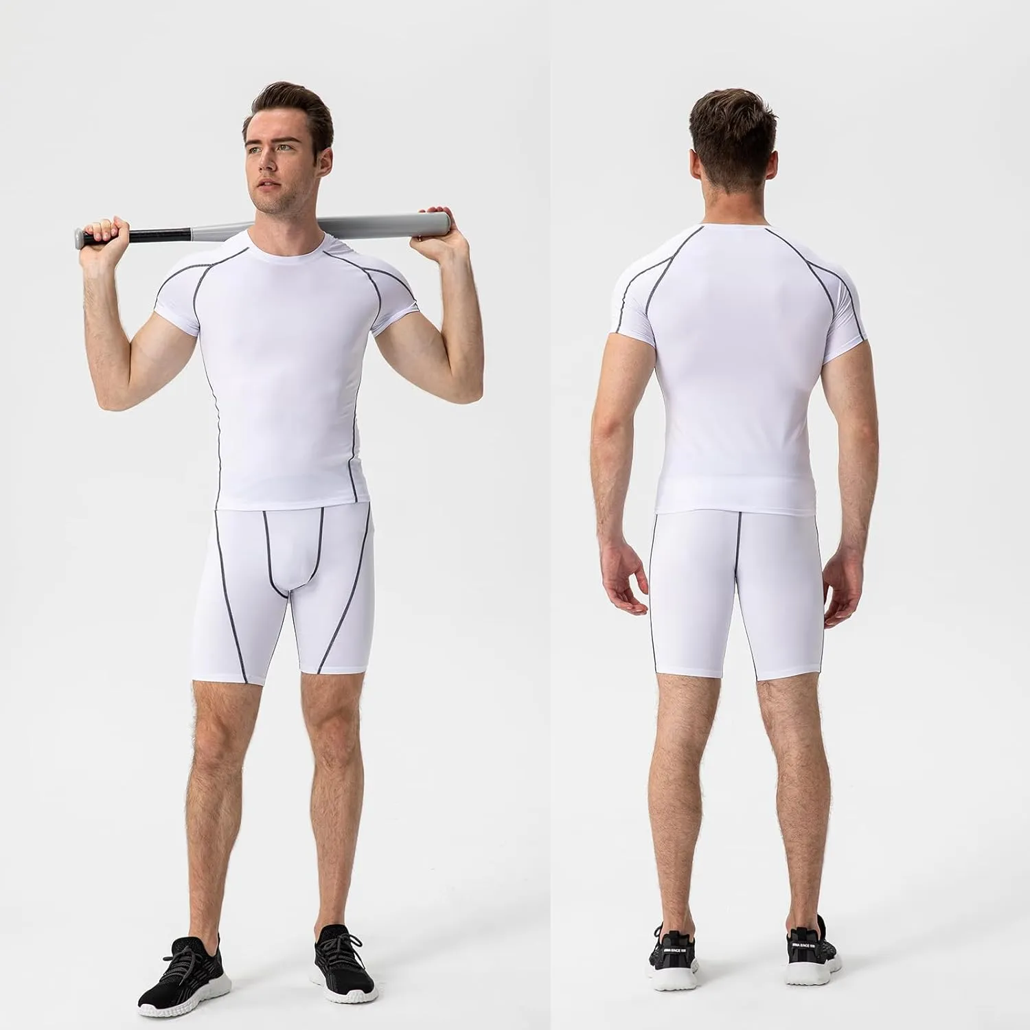 1/3 Pack Men's Quick Dry Short Sleeve Compression Shirts Mens Athletic Workout Shirt Running Tops