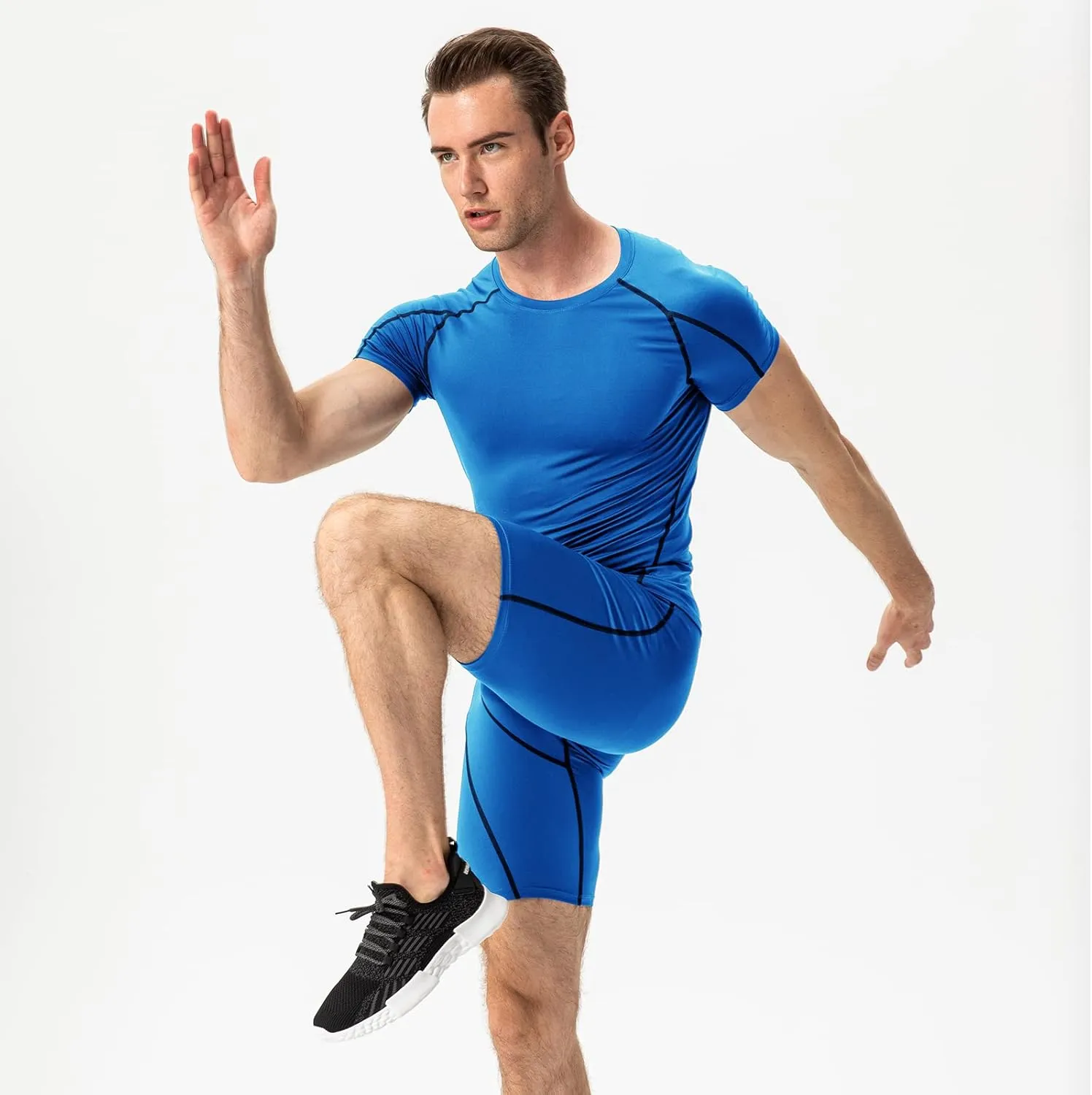 1/3 Pack Men's Quick Dry Short Sleeve Compression Shirts Mens Athletic Workout Shirt Running Tops