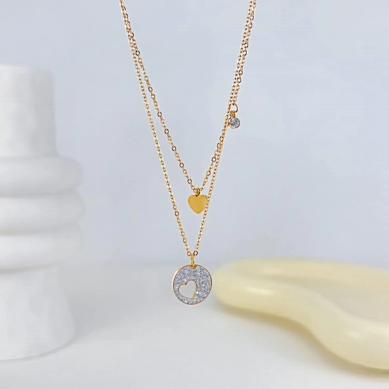 14k Gold Plated Silver Plated Necklace for Women | Delicate Zirconia Layered Necklace | Adjustable Pendant Jewelry | Fashion Jewelry Gift |Everyday Jewelry Gifts for Yourself, Wife and Friends