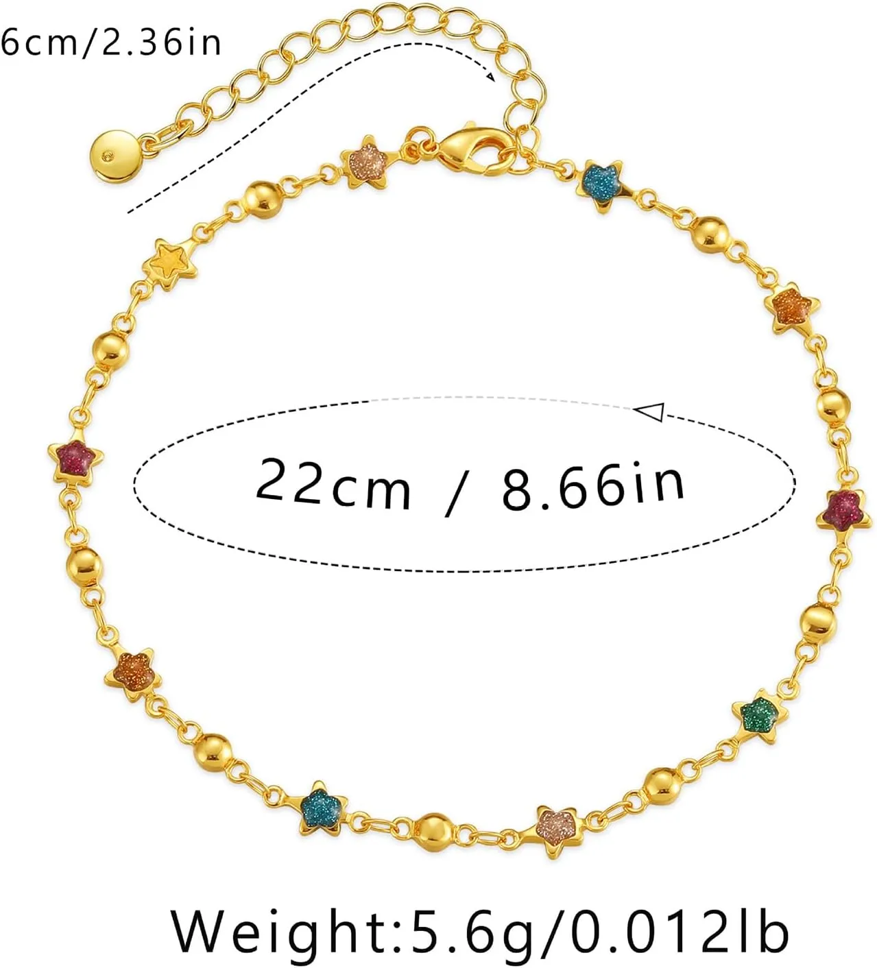 18K Gold Beaded Ankle Bracelets For Women Multi Color Gold Plated Charm Anklets Beaded Bracelets Gift