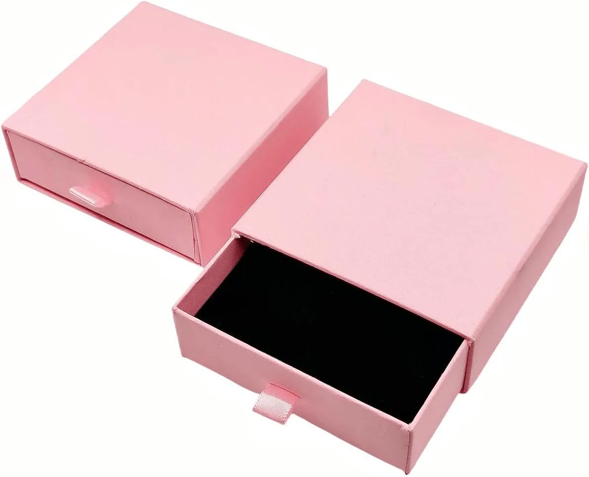 2 Pack Jewelry Gift Boxes Cardboard Jewelry Boxes, 4 x 4 x 1.4 Inch Small Gift Boxes for Jewelry Earrings Necklaces Handmade Bangles Bracelets (Light Pink)