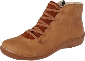 2024 Ankle Boots for Women Side Zip Flat Booties Lace Up Flat Heel Ankle Booties Arch Support Boots for Ladies