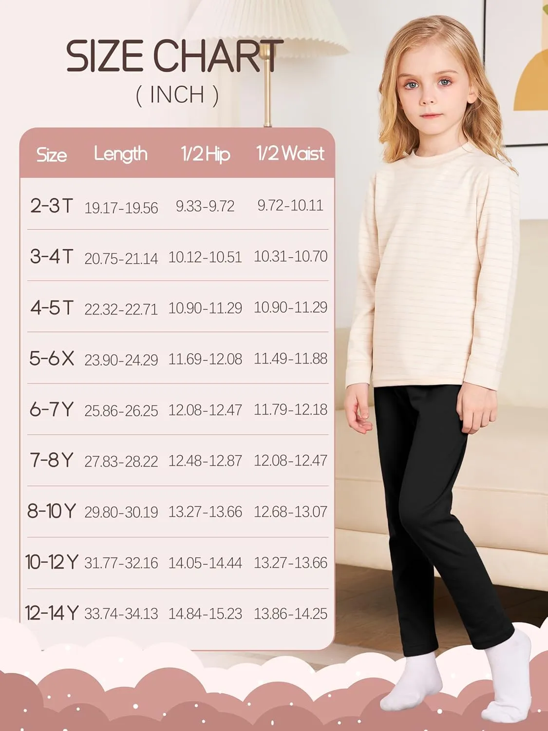 3 Pack Girls Leggings Thick Cotton Leggings for Girls Kids Full Length Pants Stretchy