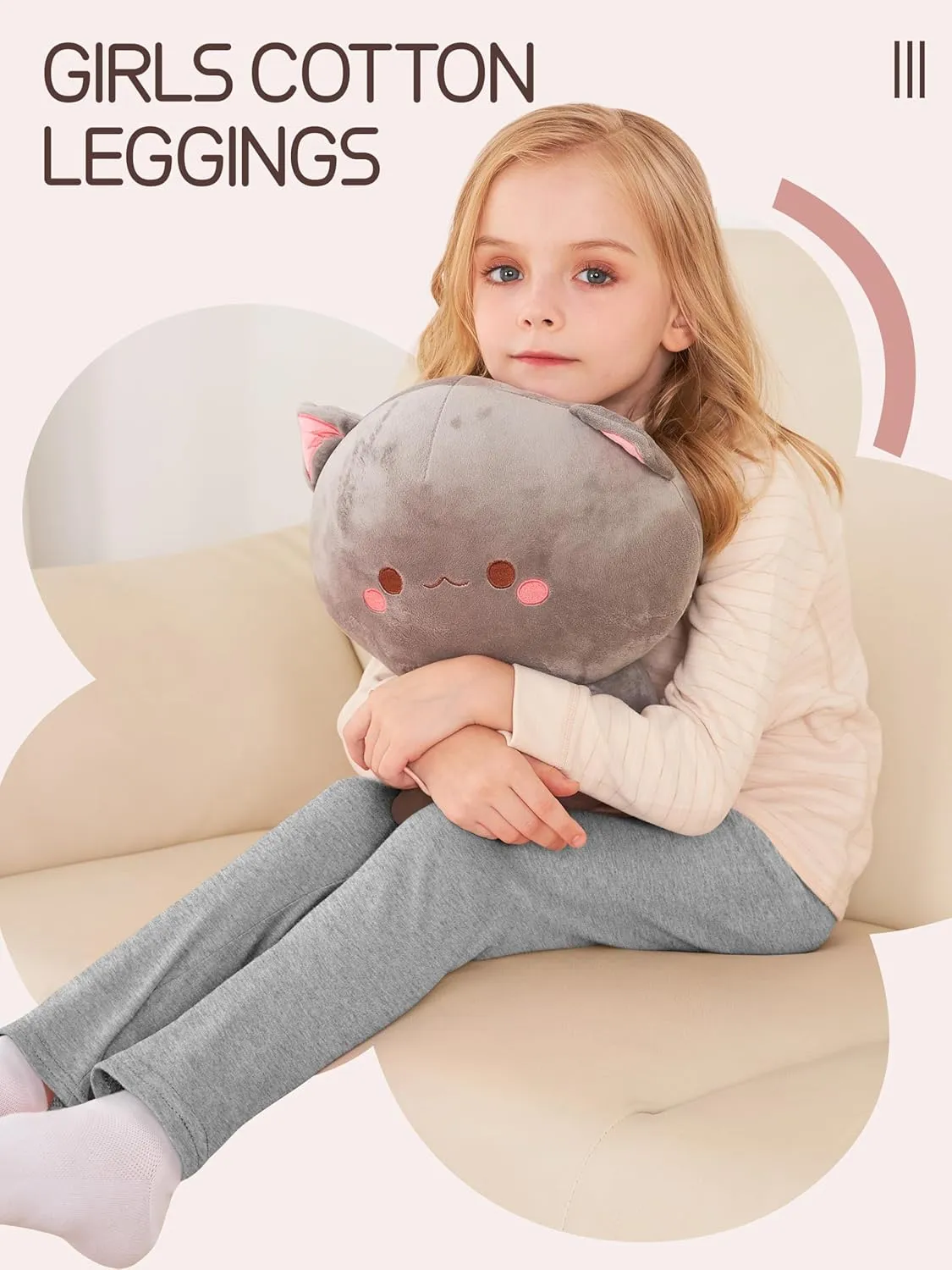 3 Pack Girls Leggings Thick Cotton Leggings for Girls Kids Full Length Pants Stretchy