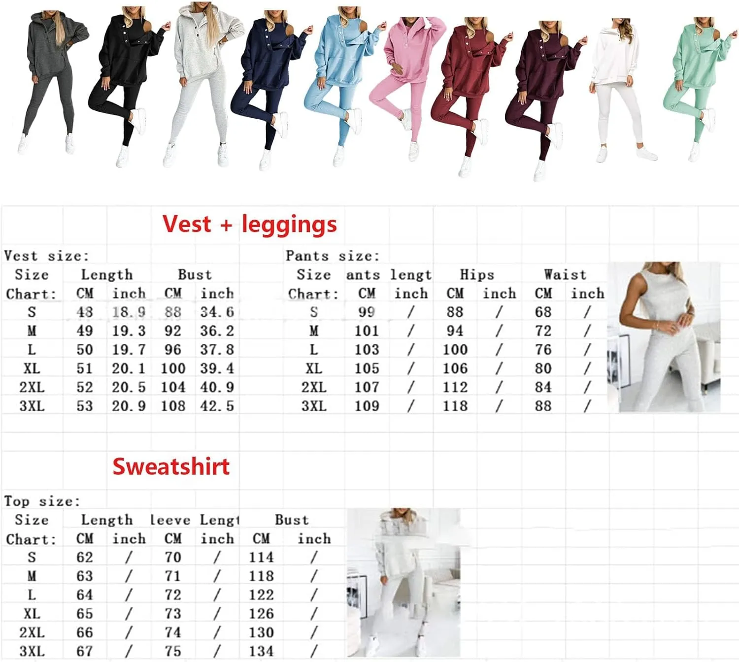 3 Piece Hoodie Set Women, 3 Piece Sweatsuit Cozy & Stylish Sets, Oversized Hooded Casual 3pcs Sweatshirt Suit