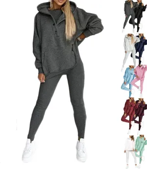 3 Piece Hoodie Set Women, 3 Piece Sweatsuit Cozy & Stylish Sets, Oversized Hooded Casual 3pcs Sweatshirt Suit