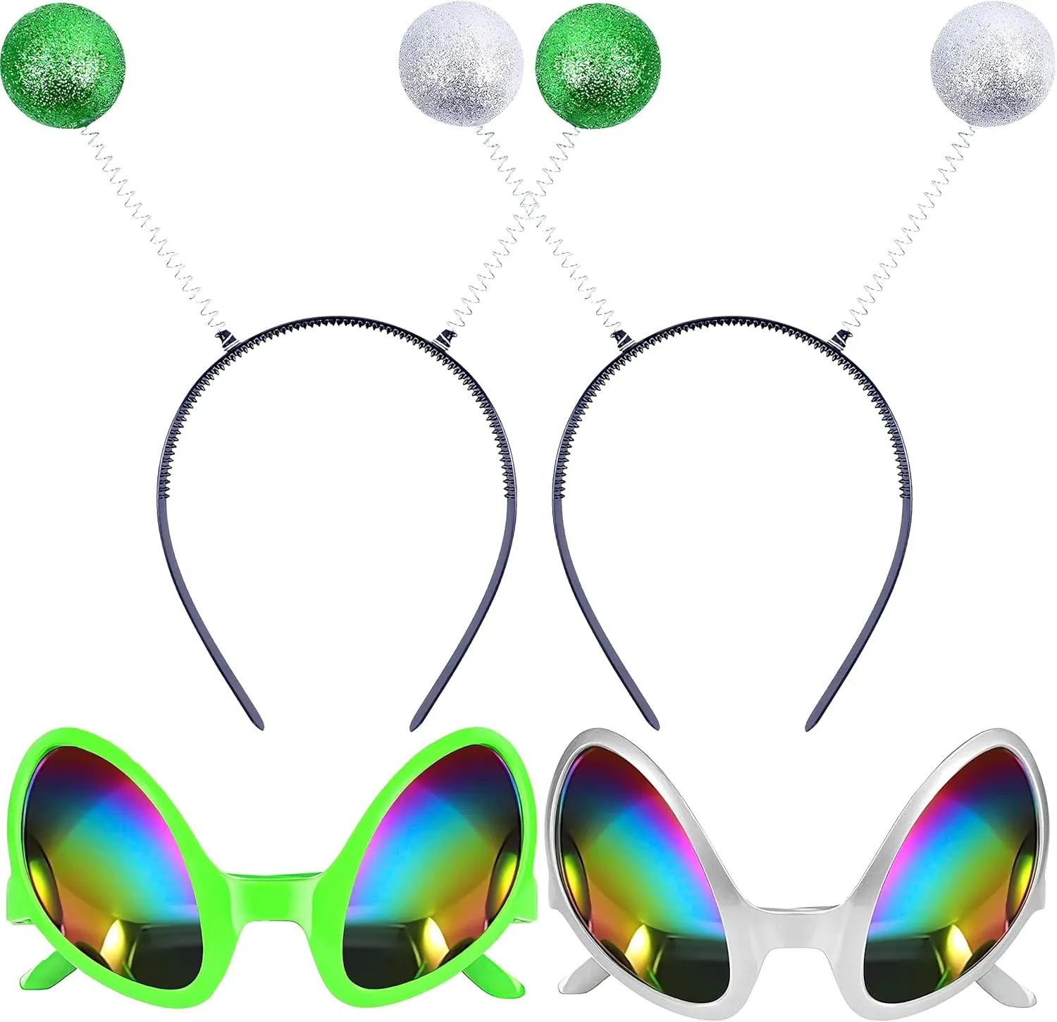 4PCS Alien Headband, Alien Glasses with Headband Alien Antenna Headband Alien Headband Adult Women Kids Party Costume