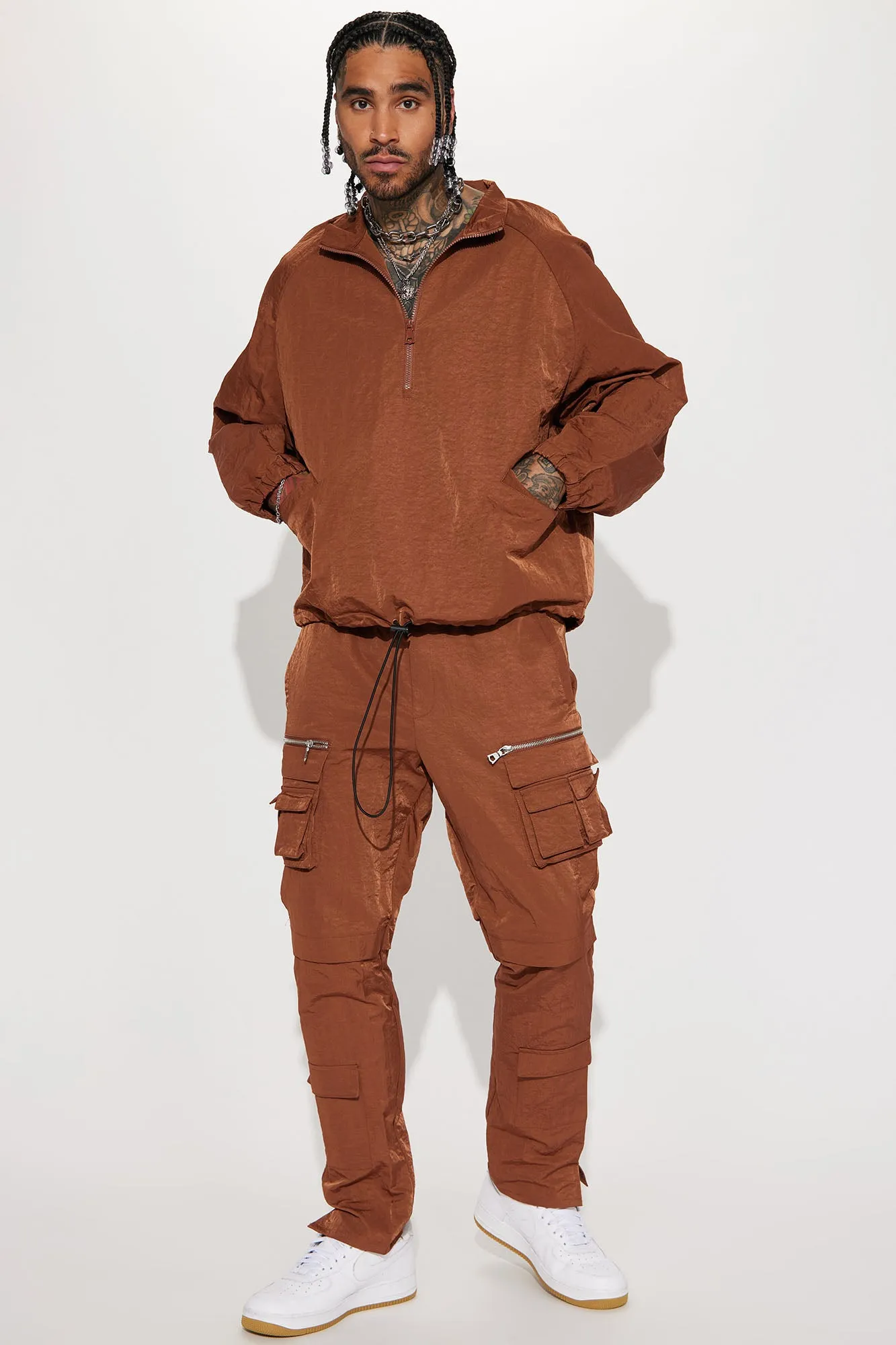 As It Was Nylon Anorak Jacket - Chocolate
