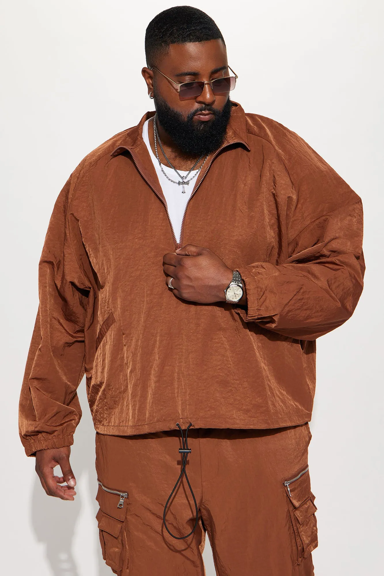 As It Was Nylon Anorak Jacket - Chocolate