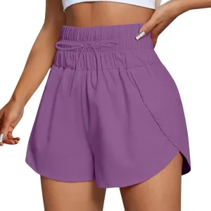 Athletic Shorts for Women Elastic High Waisted Running Yoga Shorts Drawstring Workout Sport Active Shorts