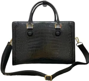 Authentic Crocodile Belly Skin Businessmen Laptop Briefcase Genuine Exotic Alligator Leather Male Large Top-handle Handbag