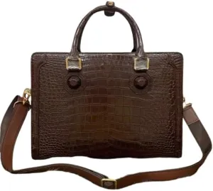 Authentic Crocodile Belly Skin Businessmen Laptop Briefcase Genuine Exotic Alligator Leather Male Large Top-handle Handbag