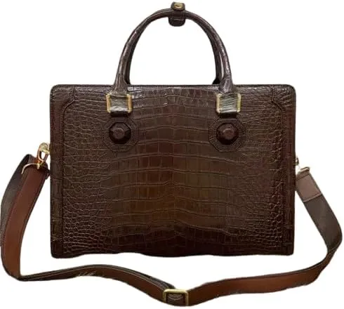 Authentic Crocodile Belly Skin Businessmen Laptop Briefcase Genuine Exotic Alligator Leather Male Large Top-handle Handbag