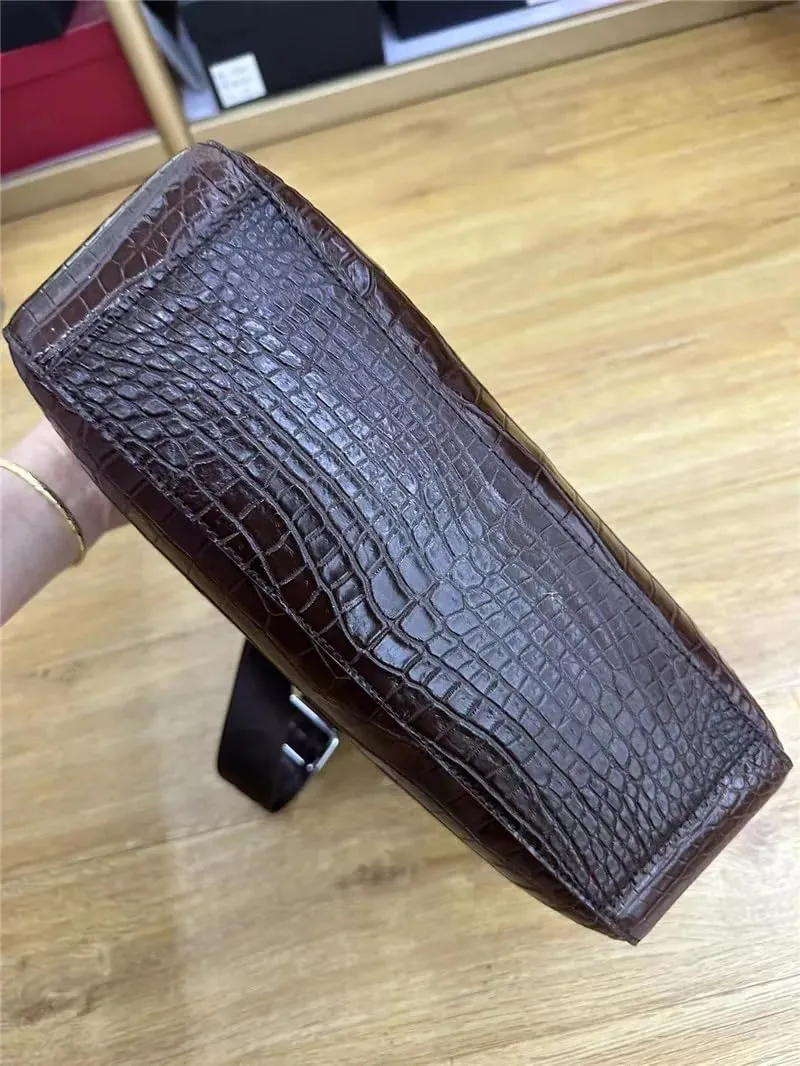 Authentic Crocodile Leather Men's Soft Satchels Messenger Bag Purse Genuine Alligator Skin Male Single Cross Shoulder Bag