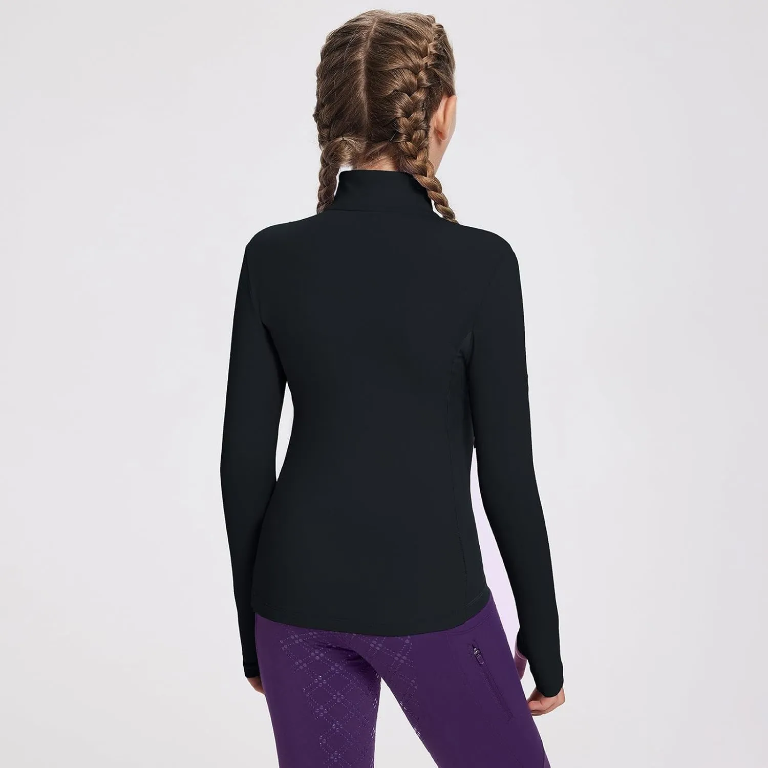 baleaf Girls Fleece Long Sleeve Shirts, Fall Jacket Half Zip Sweatshirts Horse Riding Camping Thermal Coat Kids