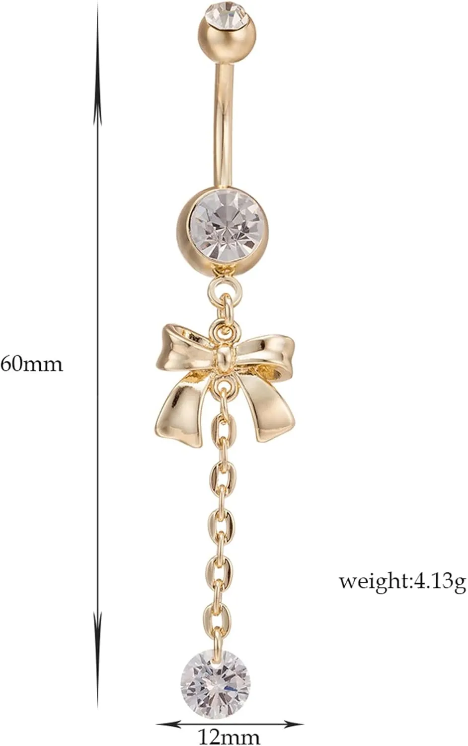 Belly Button Ring, Stainless-Steel Bow Tassel Body Piercing Jewelry, Piercing Body Jewelry for Women