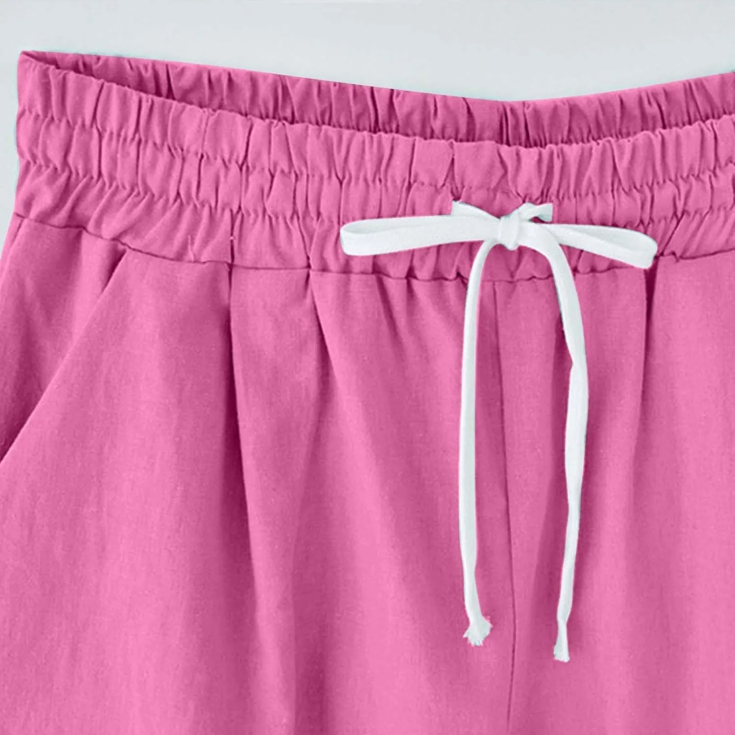 Bermuda Shorts for Women Knee Length Plus Size High Waisted Shorts Baggy Drawstring Pockets Casual Summer Shorts
