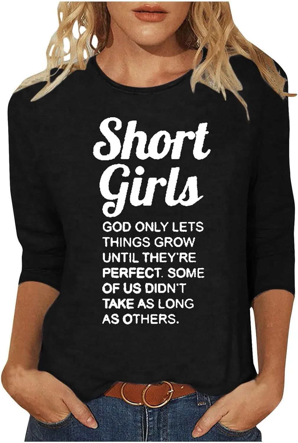 Binmer God Only Lets Things Grow Until They're Perfect Shirts for Womens 3/4 Length Sleeve Tunic Blouse Funny Sayings Tops