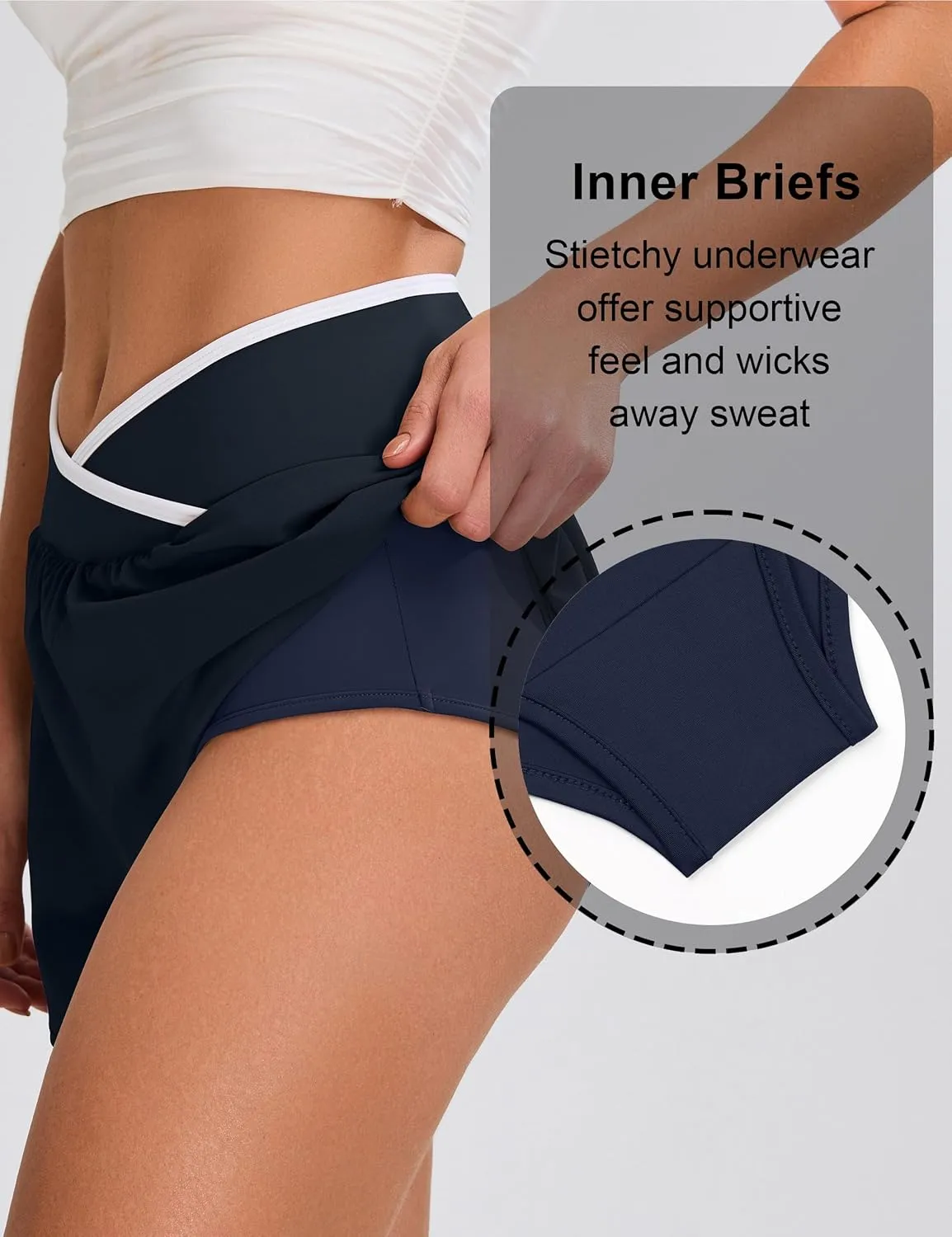 BMJL Women's Athletic Shorts Workout Running Shorts Crossover High Waisted Quick Dry Gym Shorts with Zipper Pocket