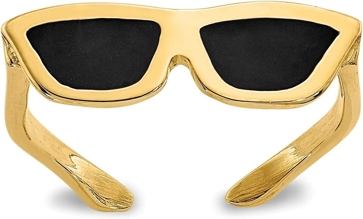 Bonyak Jewelry Enameled Sunglasses Toe Ring in 14K Yellow Gold Gorgeous, Size 11