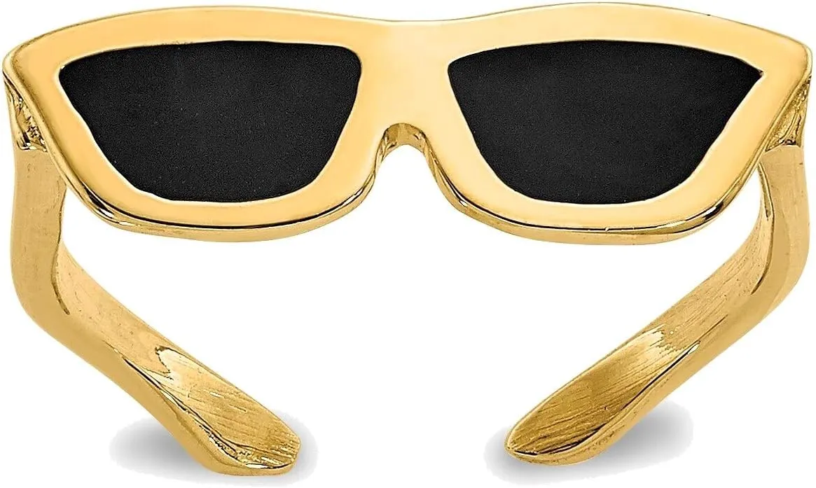 Bonyak Jewelry Enameled Sunglasses Toe Ring in 14K Yellow Gold Gorgeous, Size 11