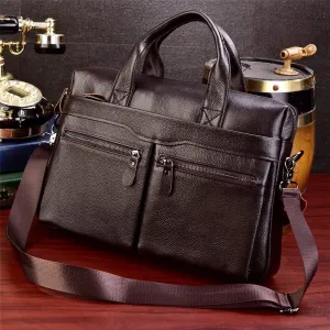 Business Laptop Bag Men Genuine Leather Handbags Male Leather Travel Briefcases Men Cowhide Leather Messenger Bags (Color : A, Size : 37 * 26 * 8 cm) (B 37 * 26 * 8 cm)