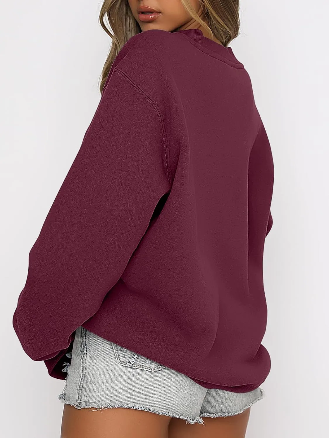 Caracilia Women's Crewneck Sweatshirts Oversized Fleece Hoodies Tops Casual Loose Pullover Sweaters 2024 Fall Clothes