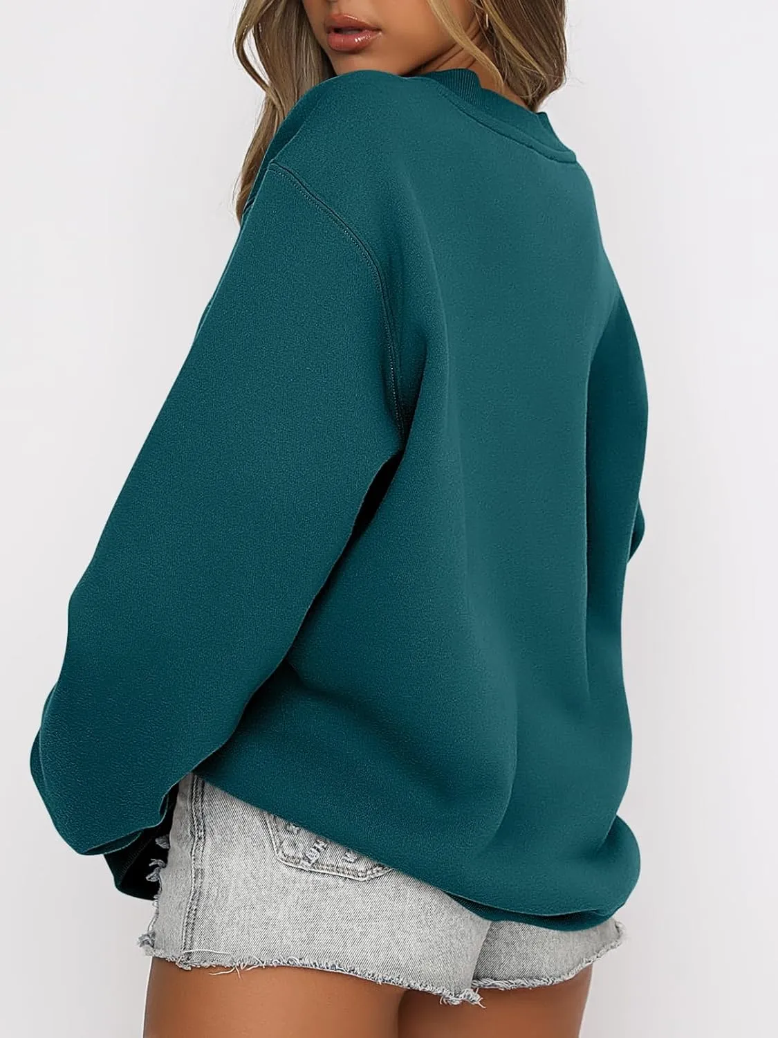 Caracilia Women's Crewneck Sweatshirts Oversized Fleece Hoodies Tops Casual Loose Pullover Sweaters 2024 Fall Clothes