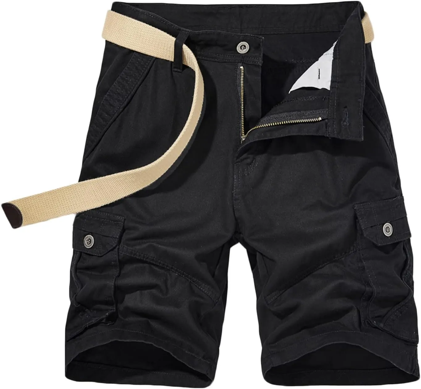 Cargo Shorts for Men 2023 Stylish Buckle Zipper Button Pockets Tooling Shorts Classic Fit Work Utility Shorts