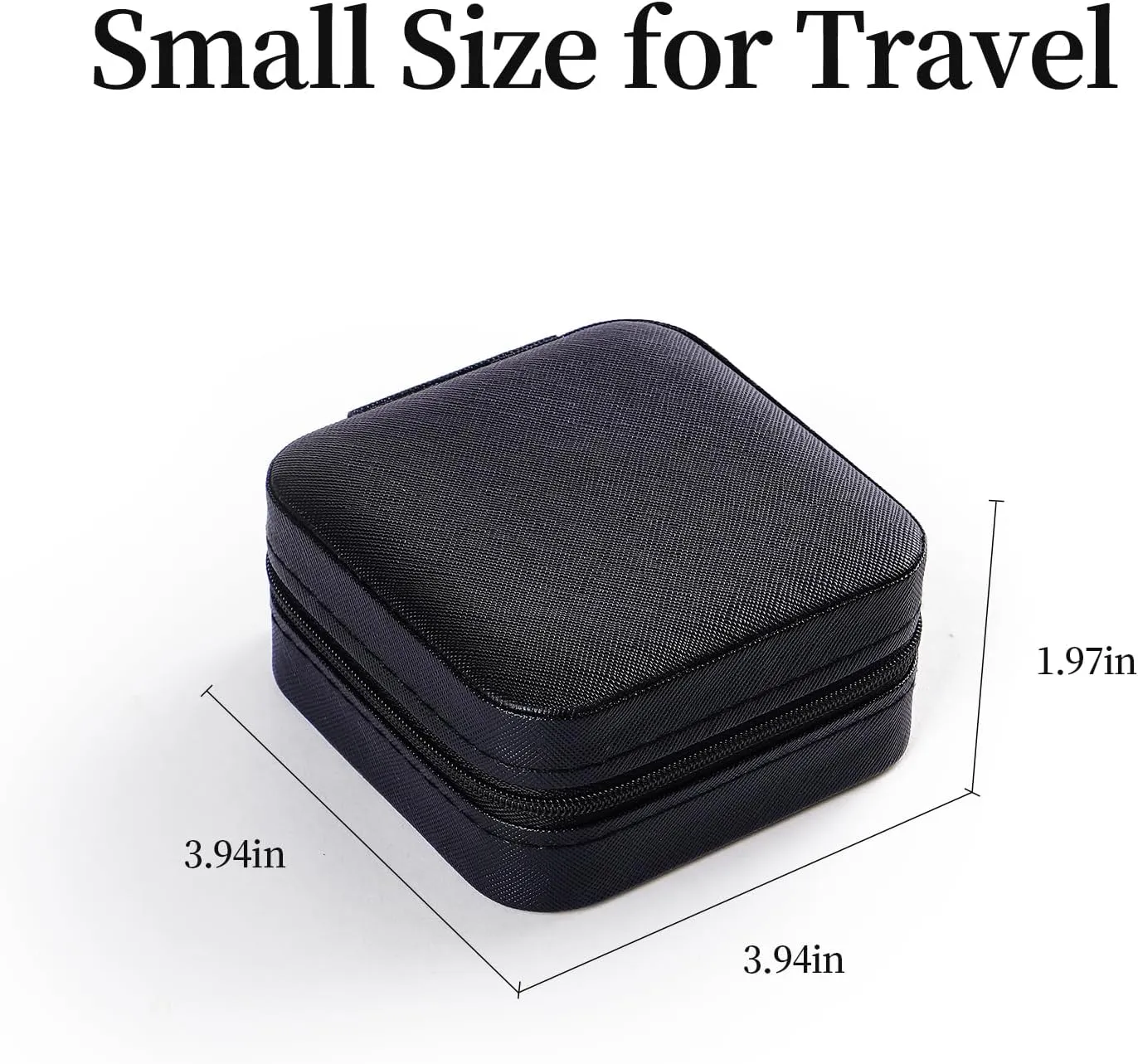 CASEGRACE Travel Jewelry Case, Small Jewelry Box with Mirror Design Portable Jewelry Travel Organizer Display Storage Case for Rings Earring Necklace Bracelet, Gift for Women, Black