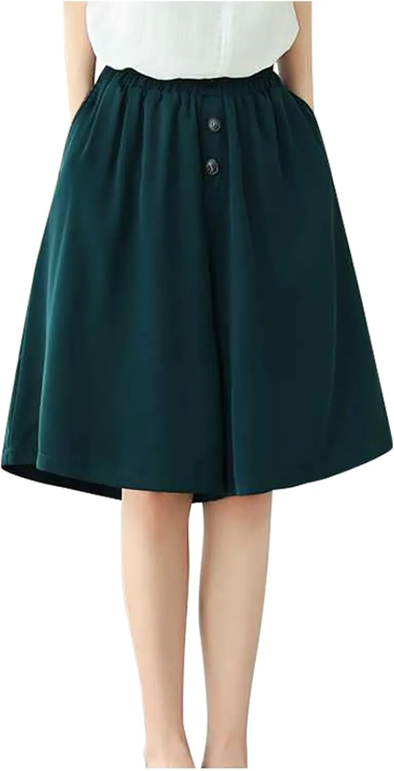 Casual Linen Shorts for Women High Waisted Wide Leg Drawstring Shorts Summer Embroidery Beach Shorts 2025 Outfit