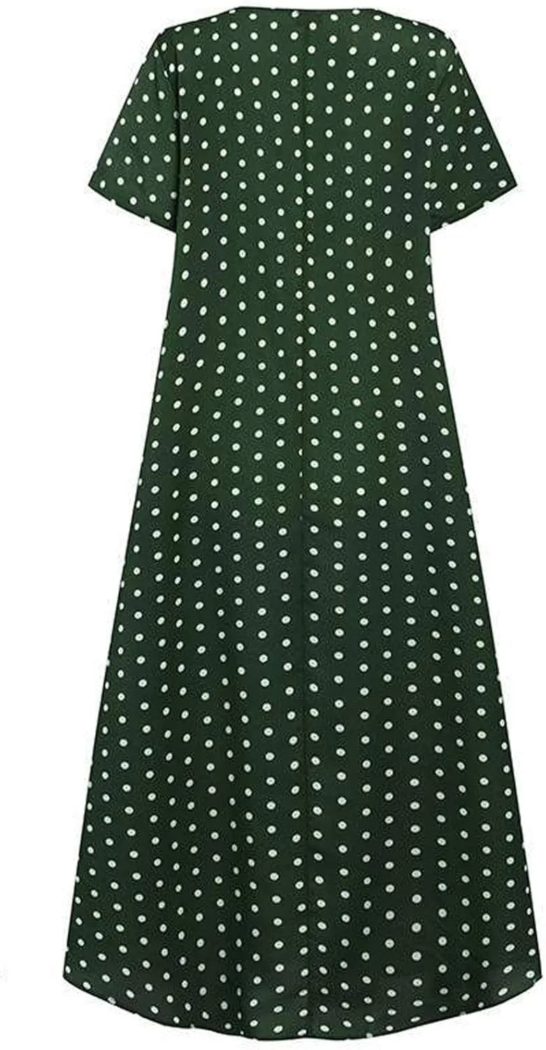Casual Summer Dresses for Women 2025,Women's Beach Floral Printed Maxi Dress Flowy V Neck Loose Daily Vintage Dresses