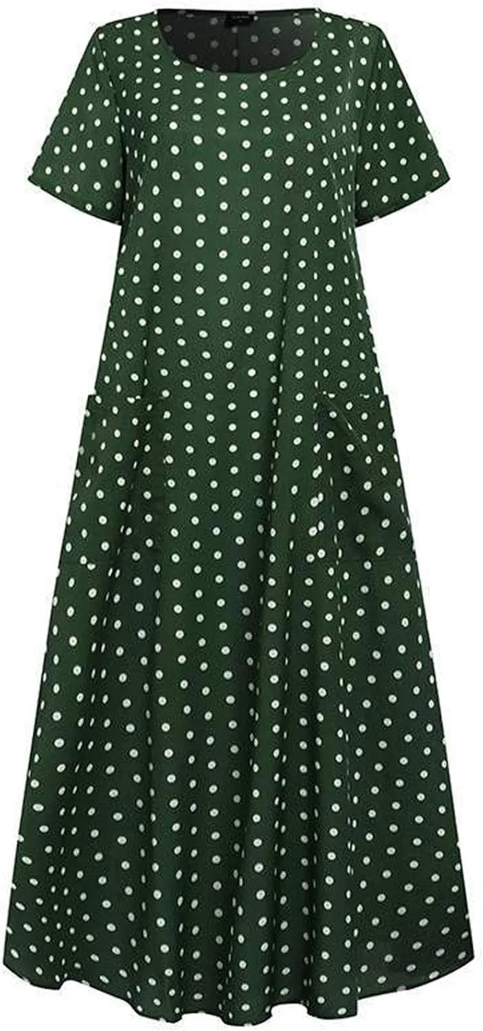 Casual Summer Dresses for Women 2025,Women's Beach Floral Printed Maxi Dress Flowy V Neck Loose Daily Vintage Dresses