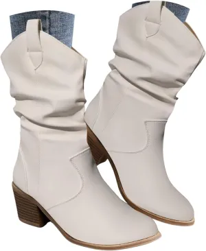 Cathalem Cowboy Boots for Women, Cowboy Cowgirl Western Ankle Boots Low Chunky Heels Square Toe Fall Short Booties Shoes