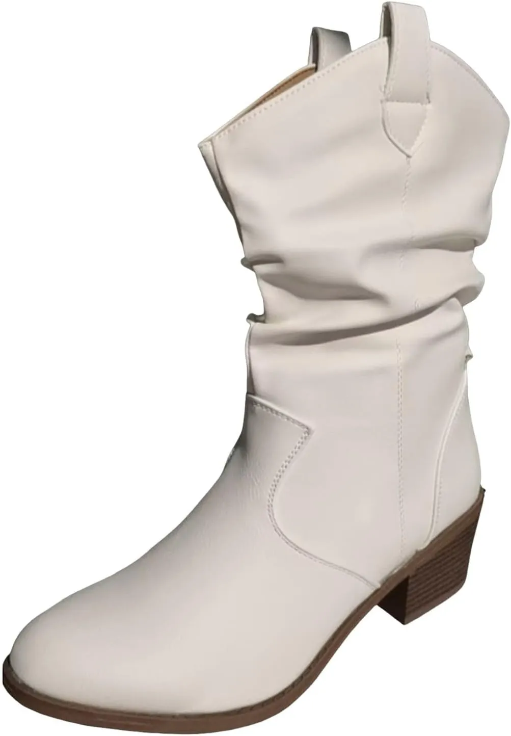 Cathalem Cowboy Boots for Women, Cowboy Cowgirl Western Ankle Boots Low Chunky Heels Square Toe Fall Short Booties Shoes