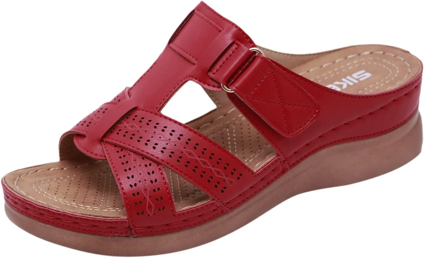 Cathalem Summer Sandals for Women 2024, Womens Orthopedic Wedge Heel Slip On Open Toe Mules Summer Sandals