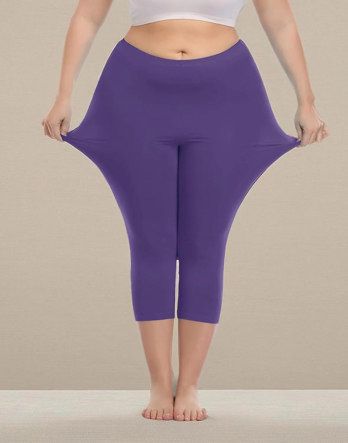 Cheapestbuy Women's Plus Size Capri Leggings Lightweight Soft Crop Leggings Basic Capris Yoga Pants