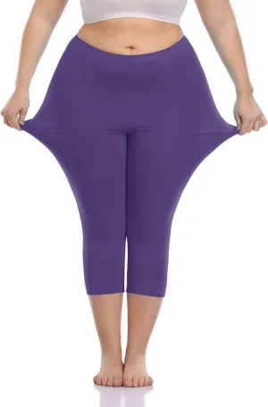 Cheapestbuy Women's Plus Size Capri Leggings Lightweight Soft Crop Leggings Basic Capris Yoga Pants