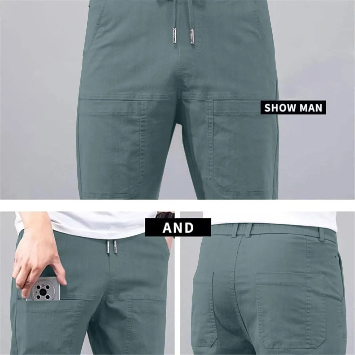 Chinos Pants Men Stretch Active Mens Slacks Chino Pants Slim Fit Twill Tapered Pants Cargo Casual Pants Golf Joggers