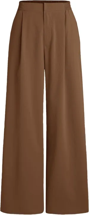 CIDER High Waist Solid Pleated Wide Leg Trousers