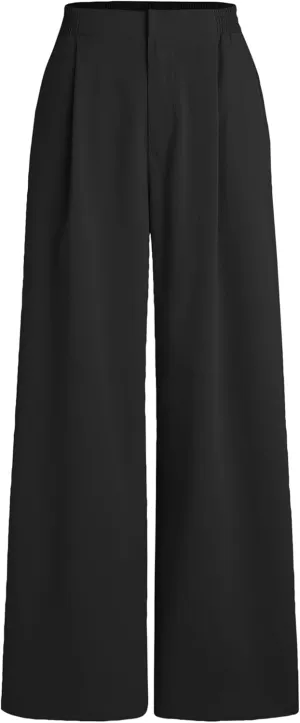 CIDER High Waist Solid Pleated Wide Leg Trousers